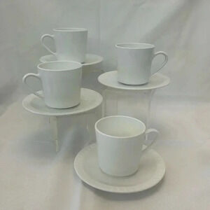 Centura by Corning Set of 8 White Cups and Saucers